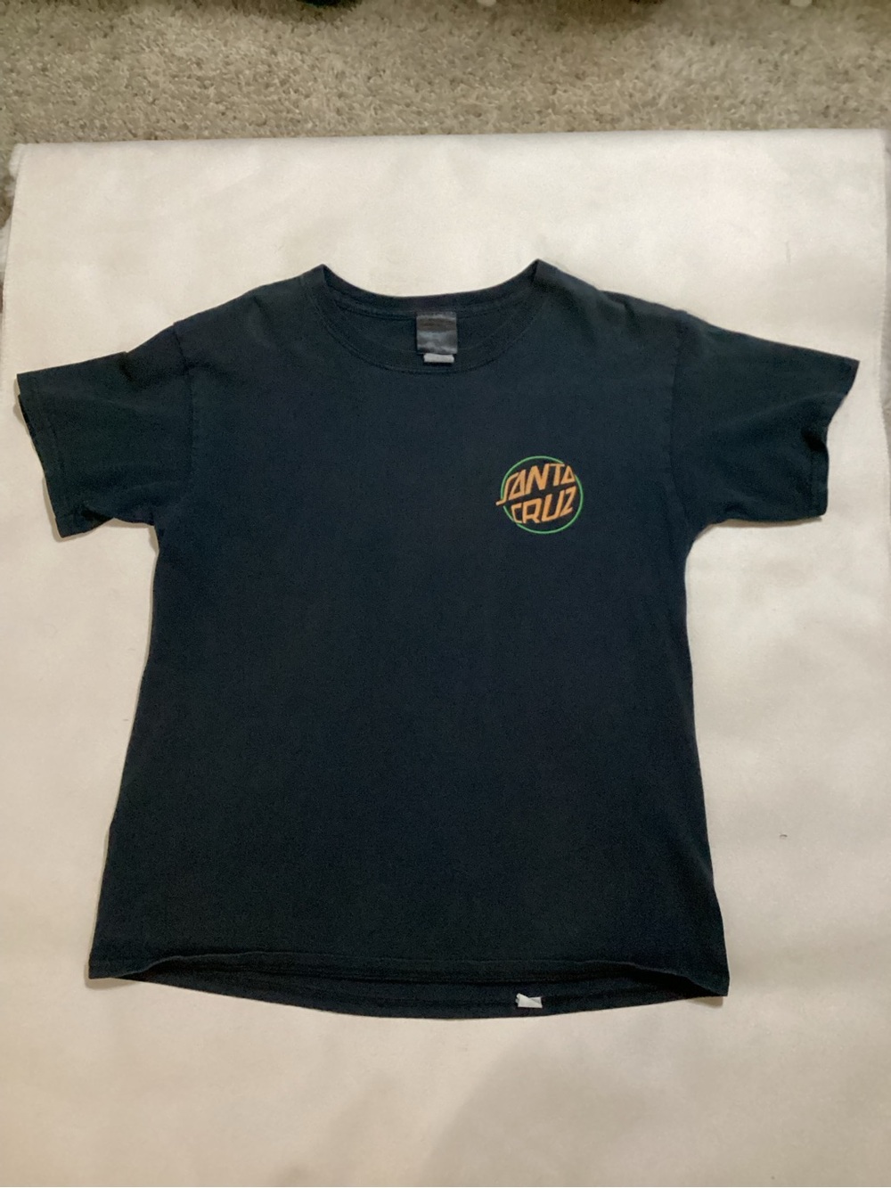 Santa Cruz Skateboards Black Tee with Small Rasta Logo